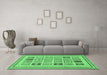 Machine Washable Abstract Emerald Green Modern Area Rugs in a Living Room,, wshabs158emgrn