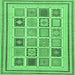 Square Abstract Emerald Green Modern Rug, abs158emgrn