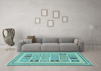 Machine Washable Abstract Light Blue Modern Rug, wshabs158lblu