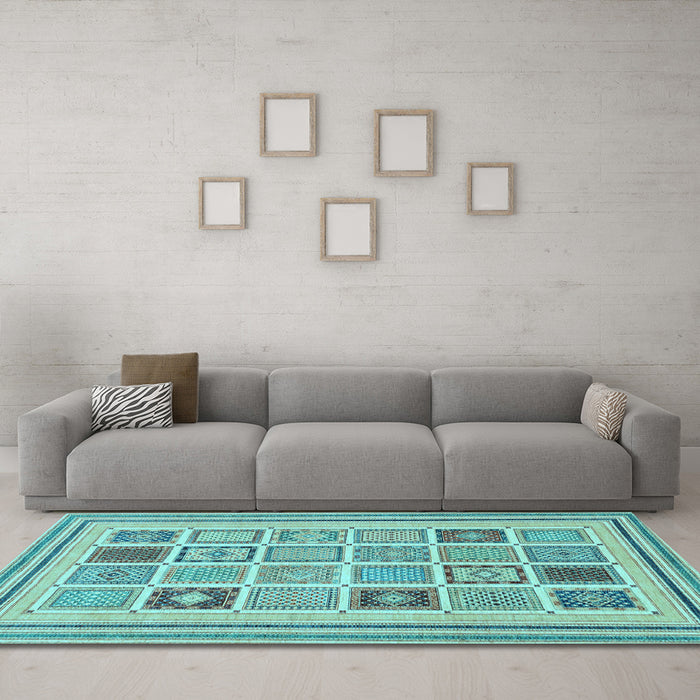 Machine Washable Abstract Light Blue Modern Rug in a Living Room, wshabs158lblu