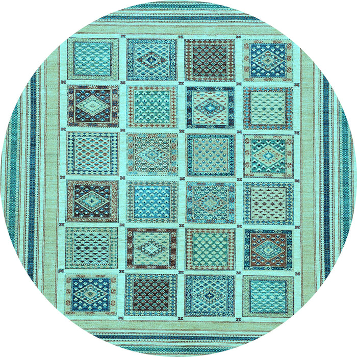 Round Abstract Light Blue Modern Rug, abs158lblu