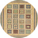 Round Abstract Brown Modern Rug, abs158