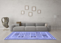 Machine Washable Abstract Blue Modern Rug, wshabs158blu