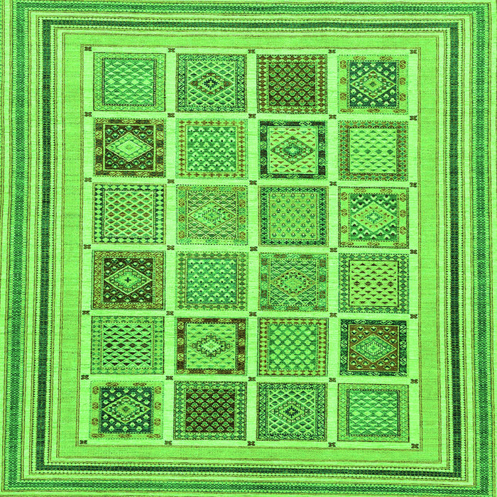 Square Machine Washable Abstract Green Modern Area Rugs, wshabs158grn