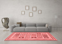 Machine Washable Abstract Red Modern Rug, wshabs158red