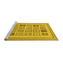 Sideview of Machine Washable Abstract Yellow Modern Rug, wshabs158yw