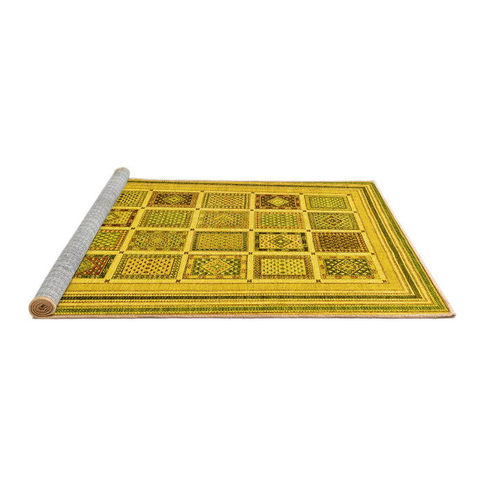 Sideview of Machine Washable Abstract Yellow Modern Rug, wshabs158yw