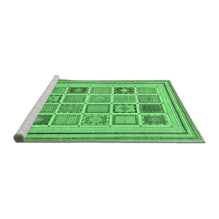 Sideview of Machine Washable Abstract Emerald Green Modern Area Rugs, wshabs158emgrn