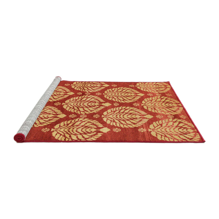 Sideview of Machine Washable Abstract Dark Orange Rug, wshabs159