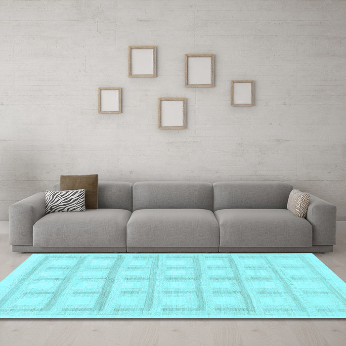 Machine Washable Solid Light Blue Modern Rug in a Living Room, wshabs1590lblu