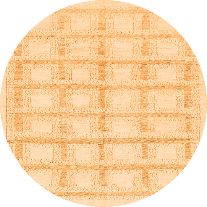Round Machine Washable Solid Orange Modern Area Rugs, wshabs1590org