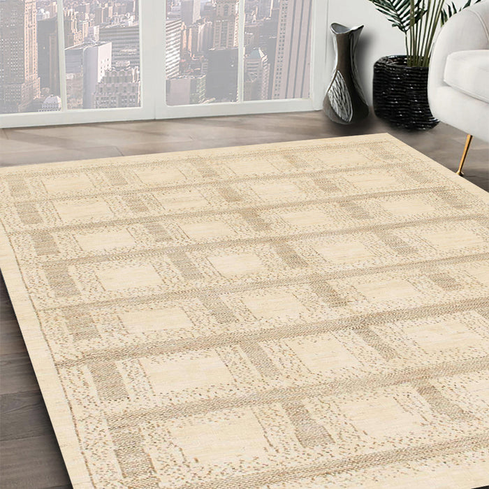 Abstract Golden Blonde Gold Solid Rug in Family Room, abs1590
