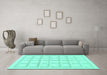 Machine Washable Solid Turquoise Modern Area Rugs in a Living Room,, wshabs1590turq