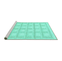 Sideview of Machine Washable Solid Turquoise Modern Area Rugs, wshabs1590turq