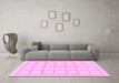 Machine Washable Solid Pink Modern Rug in a Living Room, wshabs1590pnk