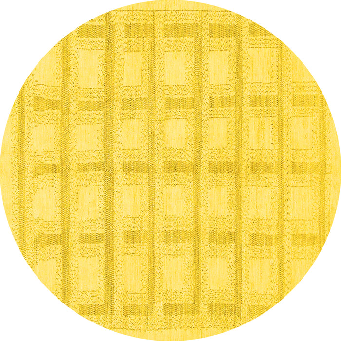 Round Machine Washable Solid Yellow Modern Rug, wshabs1590yw