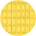 Round Machine Washable Solid Yellow Modern Rug, wshabs1590yw