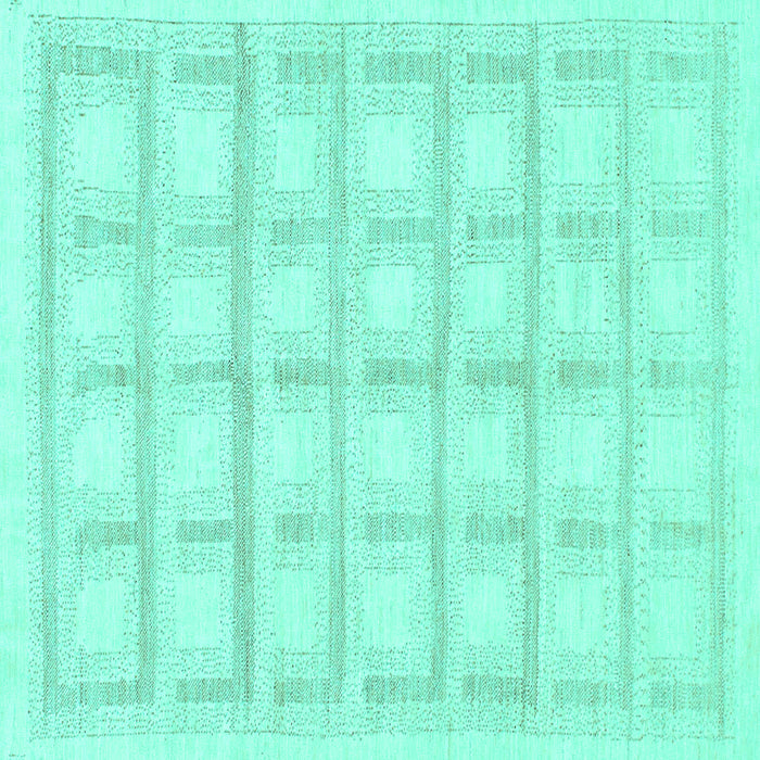 Square Machine Washable Solid Turquoise Modern Area Rugs, wshabs1590turq