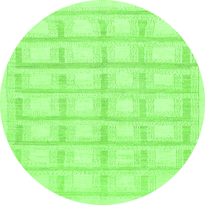 Round Machine Washable Solid Green Modern Area Rugs, wshabs1590grn