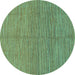 Round Abstract Turquoise Modern Rug, abs1591turq