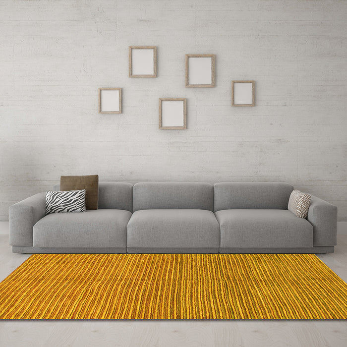 Machine Washable Abstract Yellow Modern Rug in a Living Room, wshabs1591yw