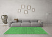 Machine Washable Abstract Emerald Green Modern Area Rugs in a Living Room,, wshabs1591emgrn