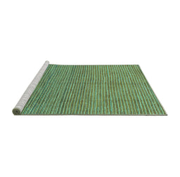 Sideview of Machine Washable Abstract Turquoise Modern Area Rugs, wshabs1591turq