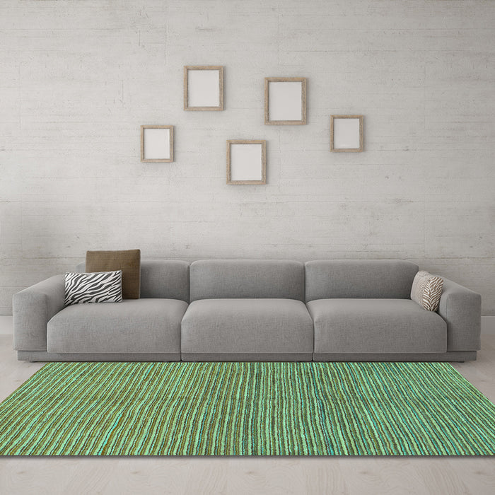 Machine Washable Abstract Turquoise Modern Area Rugs in a Living Room,, wshabs1591turq