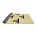 Sideview of Abstract Metallic Gold Solid Rug, abs1592