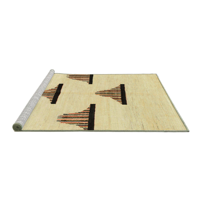 Sideview of Machine Washable Abstract Metallic Gold Rug, wshabs1592