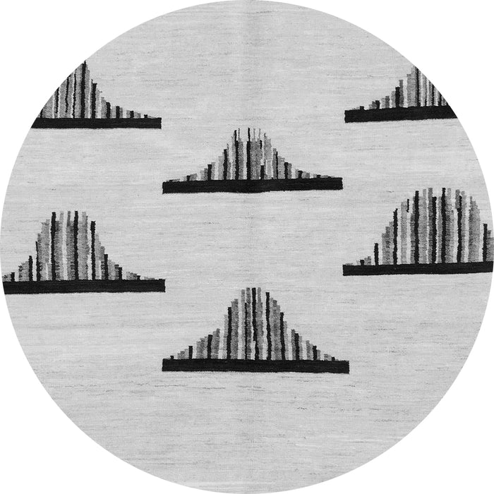 Round Machine Washable Solid Gray Modern Rug, wshabs1592gry