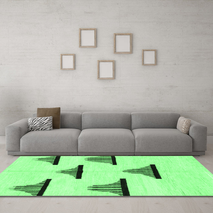 Machine Washable Solid Emerald Green Modern Area Rugs in a Living Room,, wshabs1592emgrn