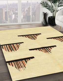 Abstract Metallic Gold Solid Rug in Family Room, abs1592
