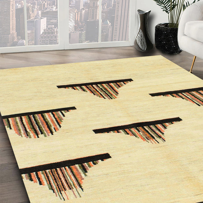 Abstract Metallic Gold Solid Rug in Family Room, abs1592