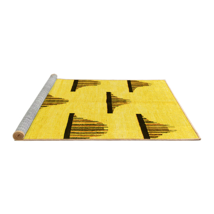 Sideview of Machine Washable Solid Yellow Modern Rug, wshabs1592yw