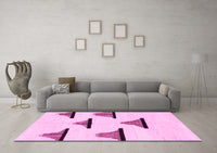 Machine Washable Solid Pink Modern Rug, wshabs1592pnk