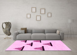 Machine Washable Solid Pink Modern Rug in a Living Room, wshabs1592pnk