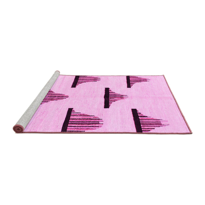Sideview of Machine Washable Solid Pink Modern Rug, wshabs1592pnk