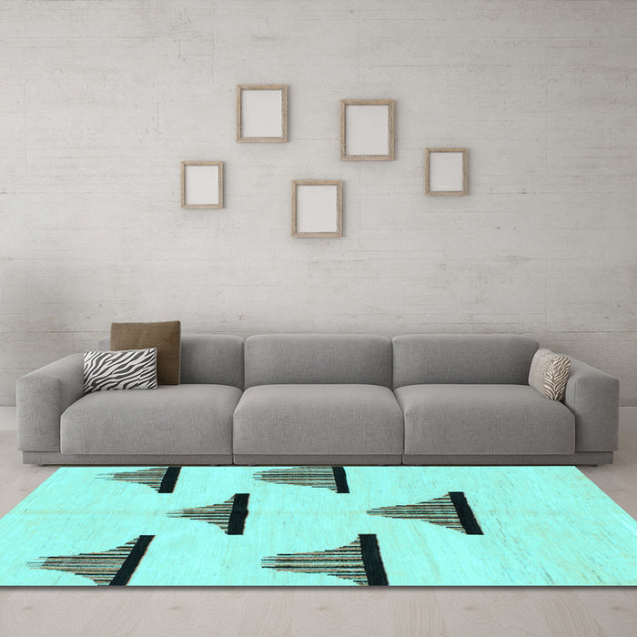 Machine Washable Solid Light Blue Modern Rug in a Living Room, wshabs1592lblu