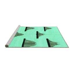 Sideview of Machine Washable Solid Turquoise Modern Area Rugs, wshabs1592turq