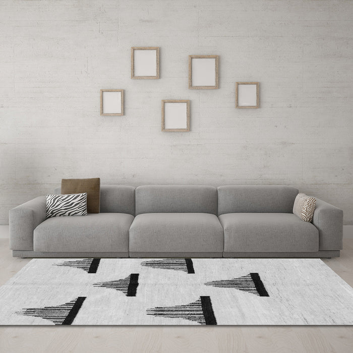 Machine Washable Solid Gray Modern Rug in a Living Room,, wshabs1592gry