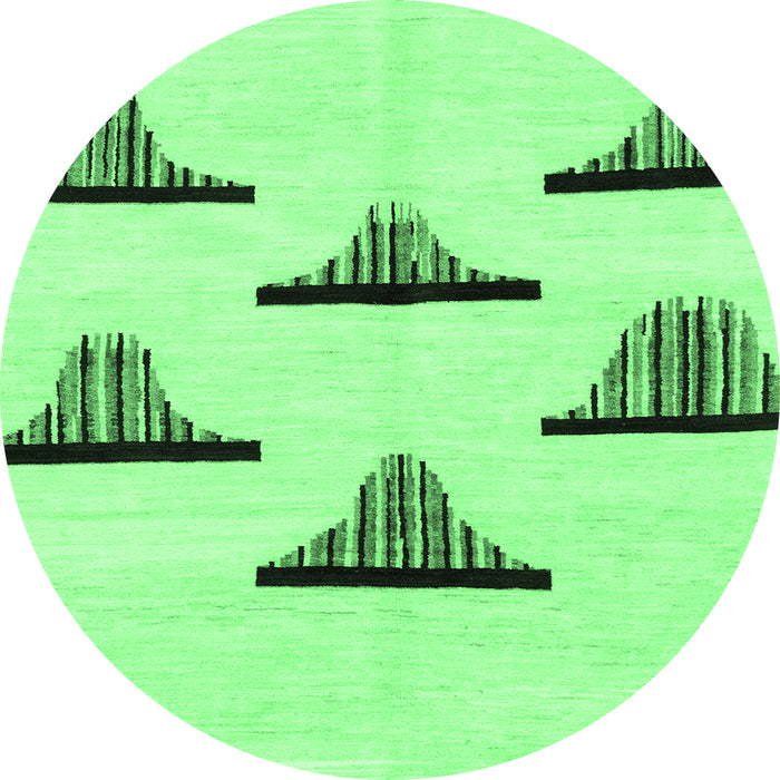 Round Machine Washable Solid Emerald Green Modern Area Rugs, wshabs1592emgrn