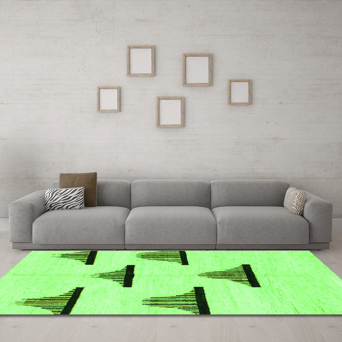 Machine Washable Solid Green Modern Area Rugs in a Living Room,, wshabs1592grn