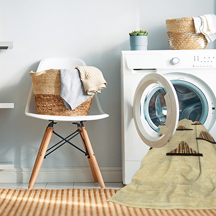 Machine Washable Abstract Metallic Gold Rug in a Washing Machine, wshabs1592