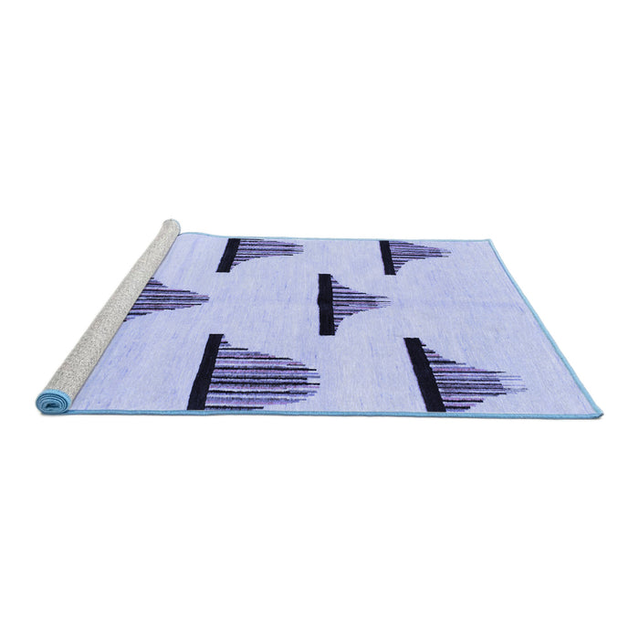 Sideview of Machine Washable Solid Blue Modern Rug, wshabs1592blu