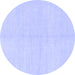 Round Machine Washable Solid Blue Modern Rug, wshabs1593blu