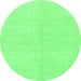 Round Machine Washable Solid Emerald Green Modern Area Rugs, wshabs1593emgrn