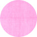 Round Solid Pink Modern Rug, abs1593pnk