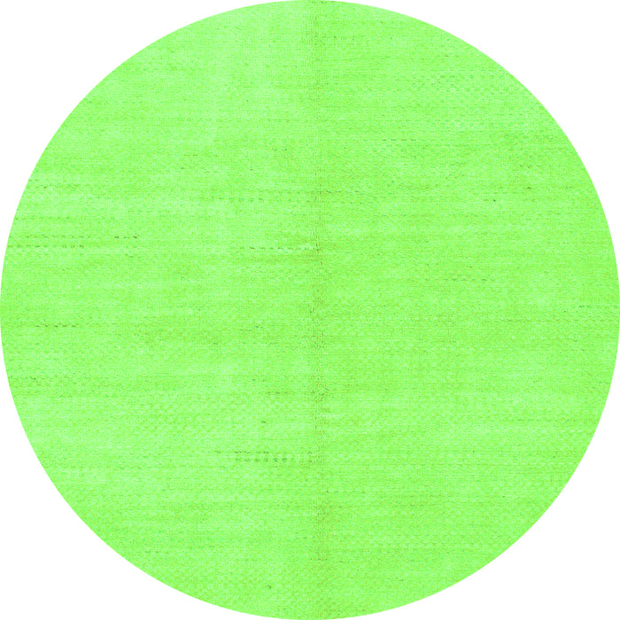 Round Machine Washable Solid Green Modern Area Rugs, wshabs1593grn