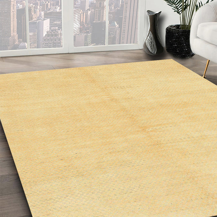 Abstract Chrome Gold Yellow Solid Rug in Family Room, abs1593